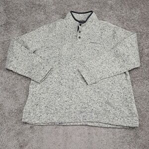 Eddie Bauer Mens XL Grey Marled Quarter Snap Fleece Pullover Sweater Mock Neck